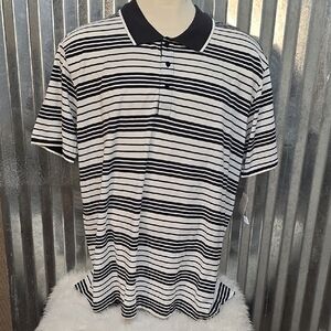 LuLaRoe Black and White Striped Polo Shirt